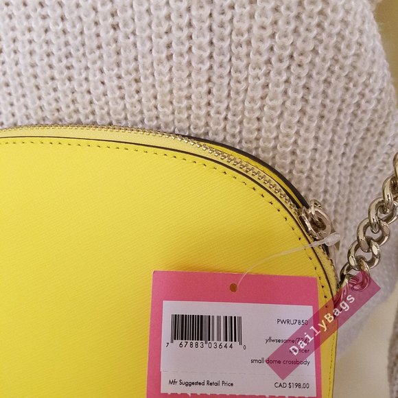 NWT KATE SPADE 100% AUTHENTIC SPENCER SMALL DOME CROSSBODY YELLOW SESAME - Picture 7 of 9